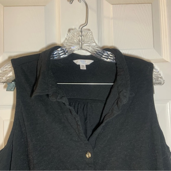 Time & Tru Black Collared Sleeveless Button Front Tie Knot Blouse XXL - Picture 3 of 8